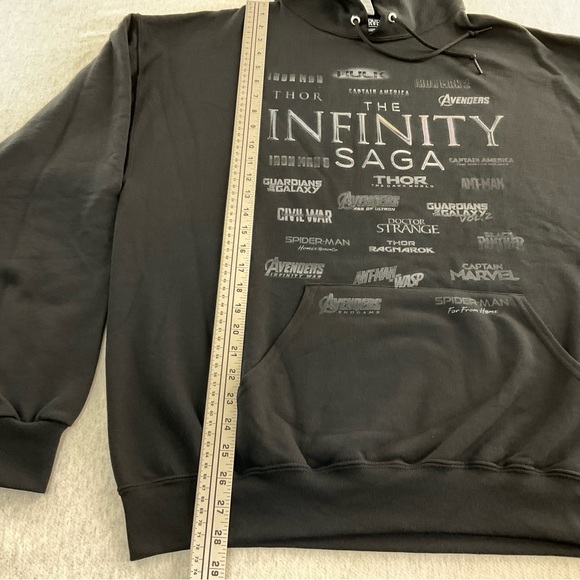 MEN’S MARVEL THE INFINITY SAGA LOGO SURROUND HOODED SWEATSHIRT SIZE: XL / BLACK - Picture 4 of 12
